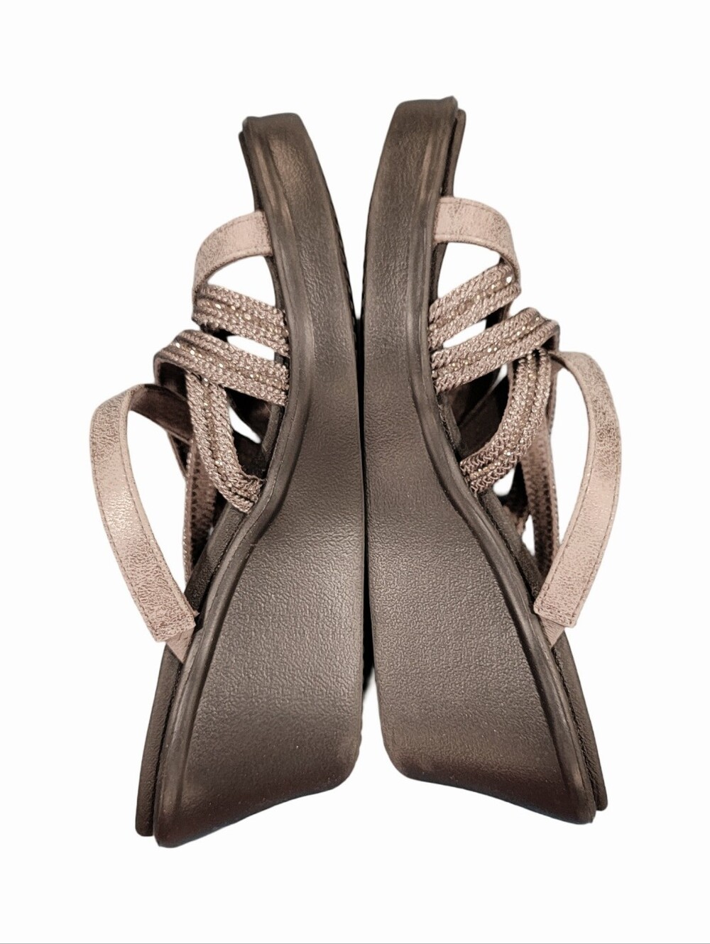 Skechers Cali Rumble On Classy Way Pewter Wedge Sandals Multi Strap Slide Womens - Picture 6 of 15